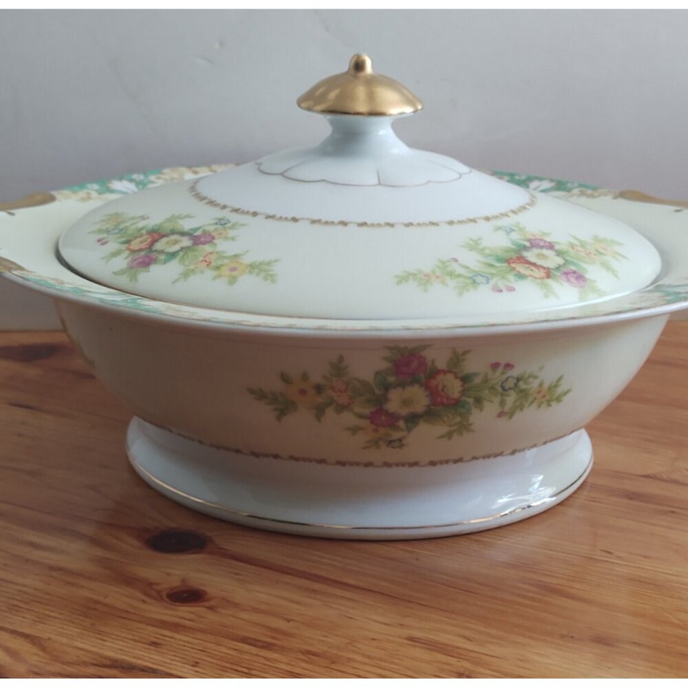 Vintage Ransom Japan Lidded Vegetable/Soup Tureen 1950's 10 1/2 in x 9 1/4 in